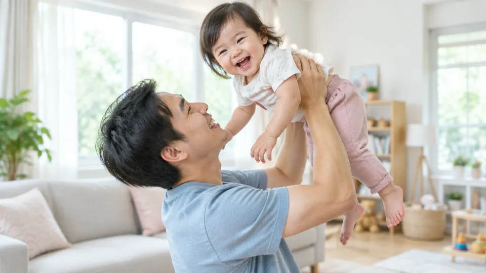 คุณพ่อเล่นกับลูกวัยเตาะแตะ
