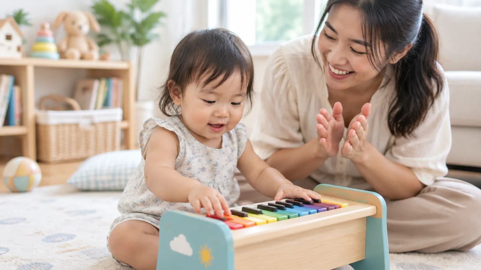 ทารกเล่นเปียโนของเล่น