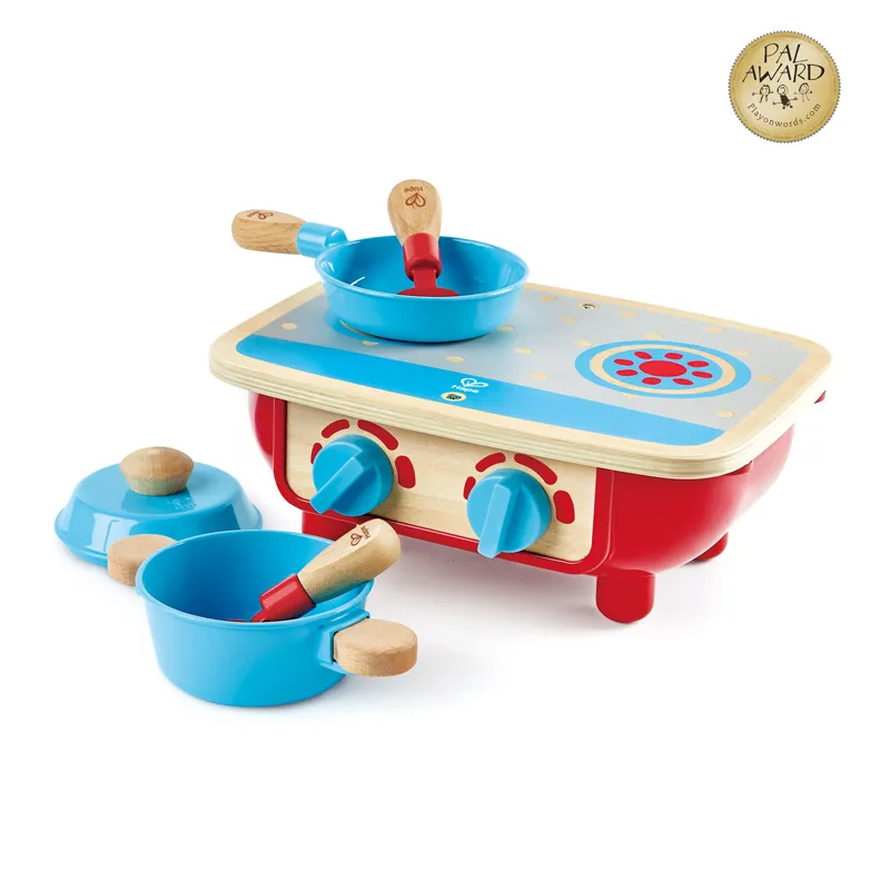 Hape Toddler Kitchen Set木制厨房玩具,配有锅和平底锅