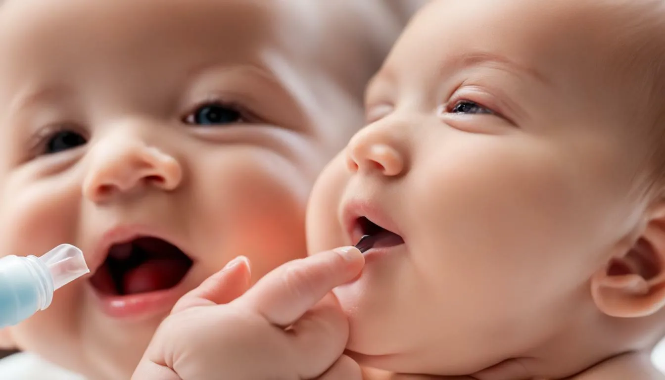 العناية بالحبوب الصغيرة على وجه الرضيع