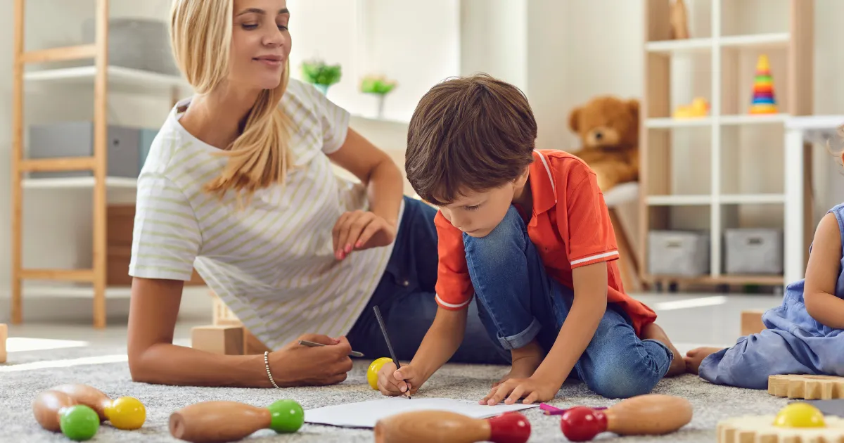 A child doing an art activity to build creativity