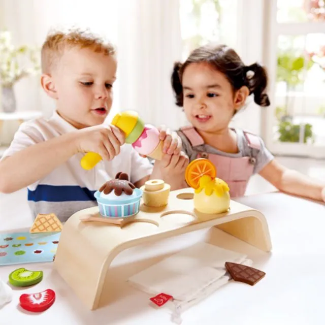 Hape ice cream scoop toy set for pretend play